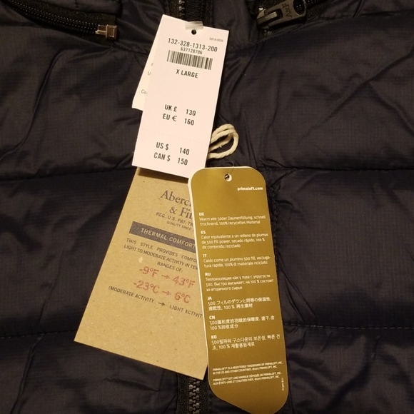 Abercrombie and fitch packable puffer coat, blue - Picture 3 of 8
